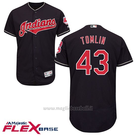 Maglia Baseball Uomo Cleveland Indians Josh Tomlin Blu Alterner Flex Base